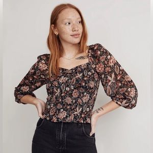 Madewell Lucie Smocked Top in Floral XXS
